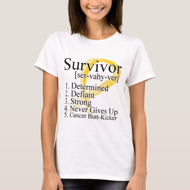 Camiseta Definição do sobrevivente - cancer da infância (Frente)