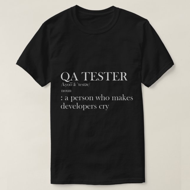 Camiseta Definição do testador de controle de qualidade (Frente do Design)