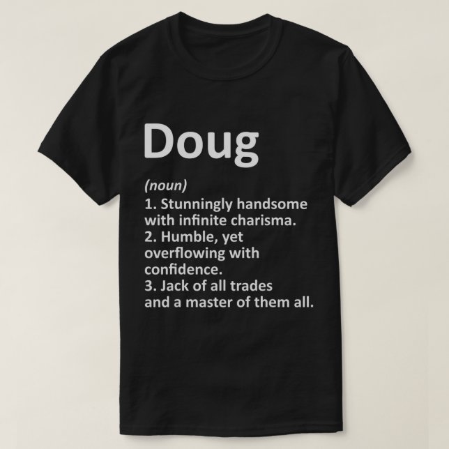 Camiseta Definição DOUG Nome Personalizado Funny Birthday G (Frente do Design)