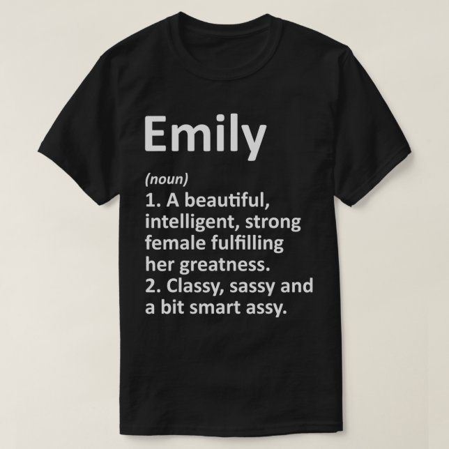 Camiseta Definição EMILY Nome personalizado Engraçado Natal (Frente do Design)