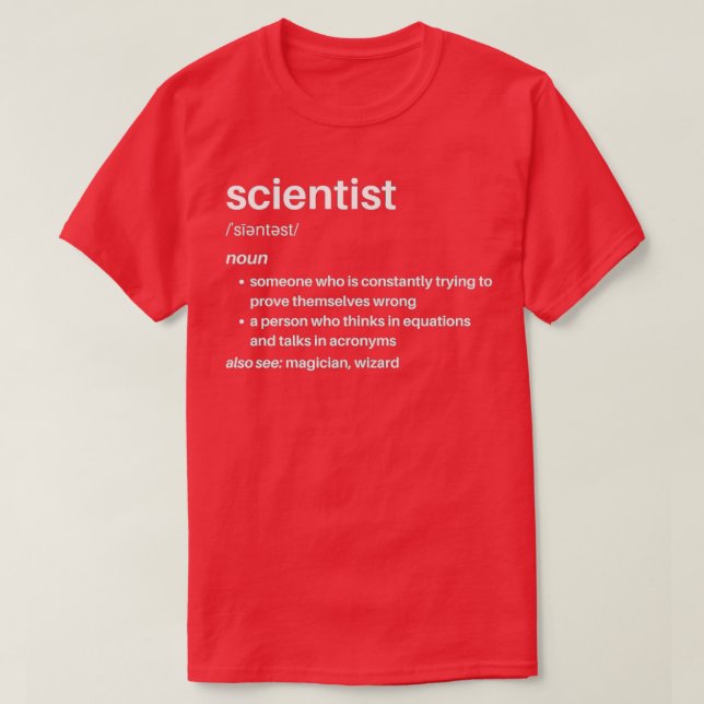 Camiseta Definição Engraçado do Cientista (Frente do Design)