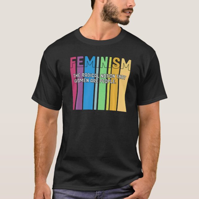 Camiseta Definição Feminista Retro Forte Mulheres e Igual R (Frente)