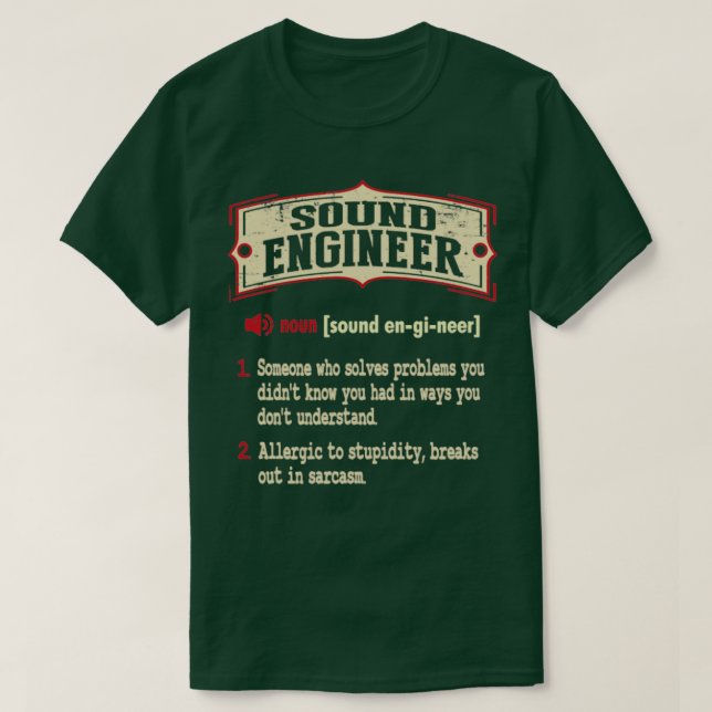 Camiseta Definição Sarcástica do Engenheiro de som (Frente do Design)