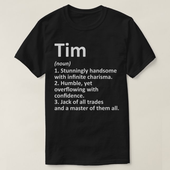 Camiseta Definição TIM Nome Personalizado Funny Birthday Gi (Frente do Design)