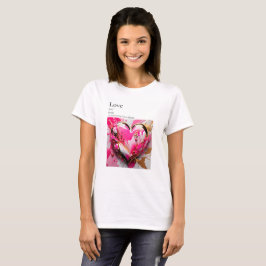 Camiseta Definición de amor con corazón rosa y dorado estét