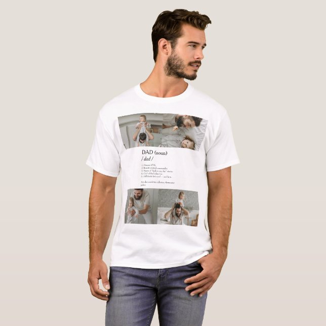Camiseta Definições engraçadas do Pai Foto Colagem T-Shirt (Frente Completa)