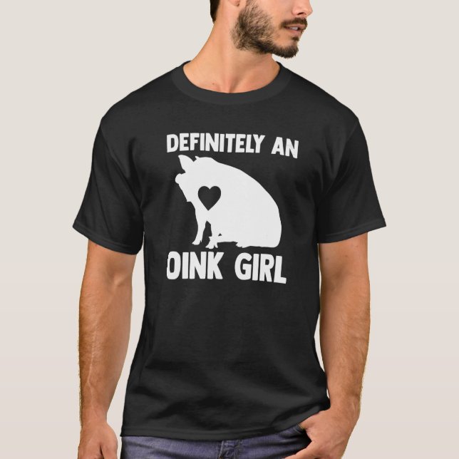 Camiseta Definitivamente, uma garota rosa Pigs Pig Premium (Frente)