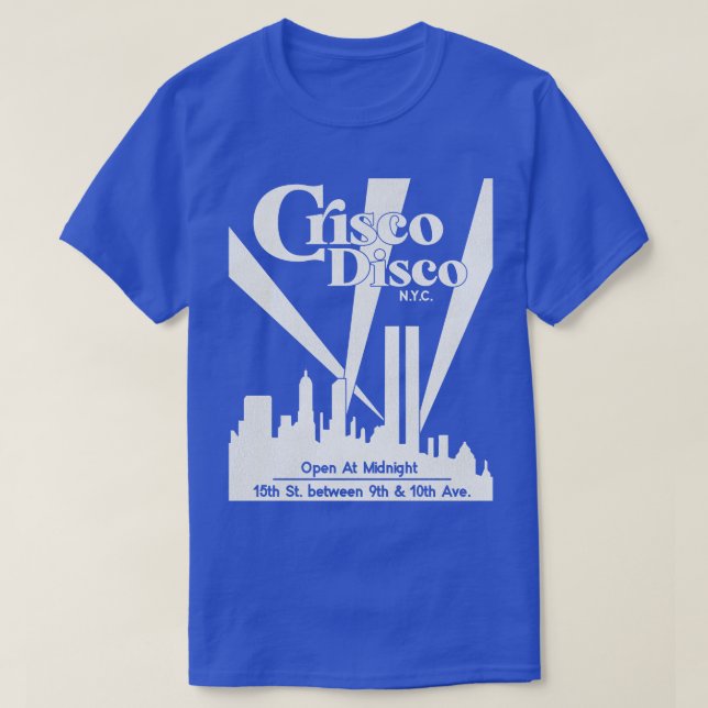 Camiseta Defunct Crisco Disco 70s 80s Gay Nightclub NYC 1 (Frente do Design)
