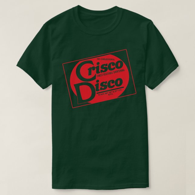 Camiseta Defunct Crisco Disco 70s, 80s, Gay NYC (Frente do Design)