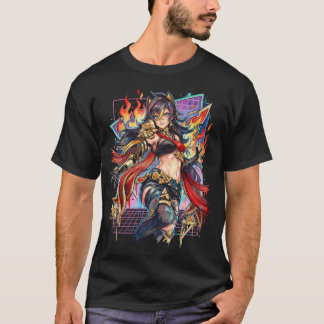 Camiseta Dehya Genshin Impact Claymore Pyro Guerreira Vapor