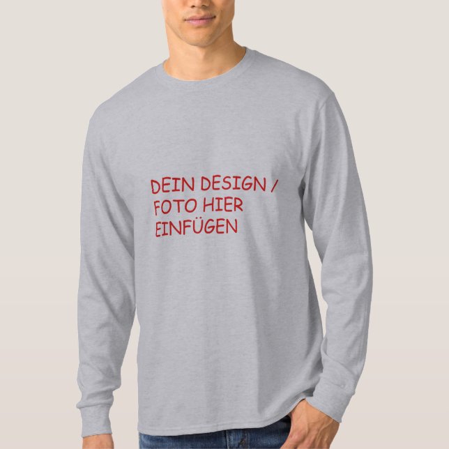 Camiseta DEIN DESIGN / FOTO Herren Langarmshirt Shirt grau (Frente)