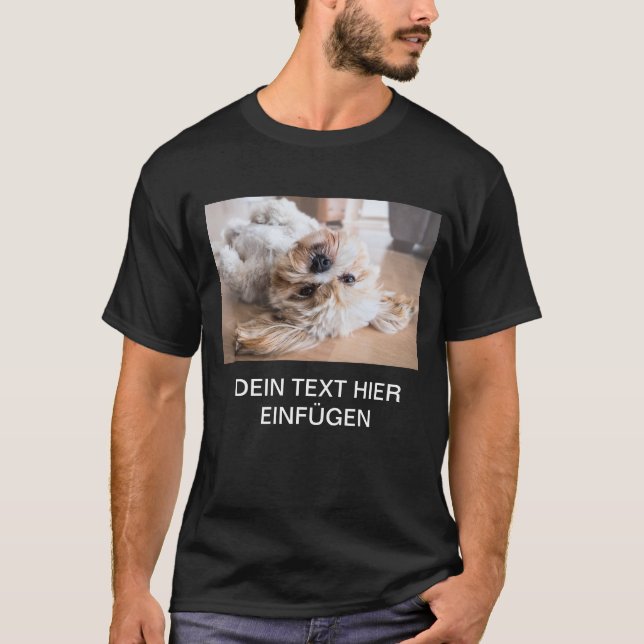 Camiseta DEIN DESIGN/TEXTO/FOTO Herren Hund schwarz (Frente)