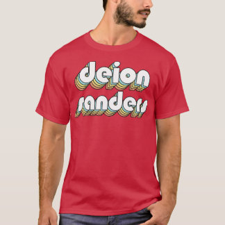 Camiseta Deion Sanders Retro Rainbow Tipografia Estilo Desv