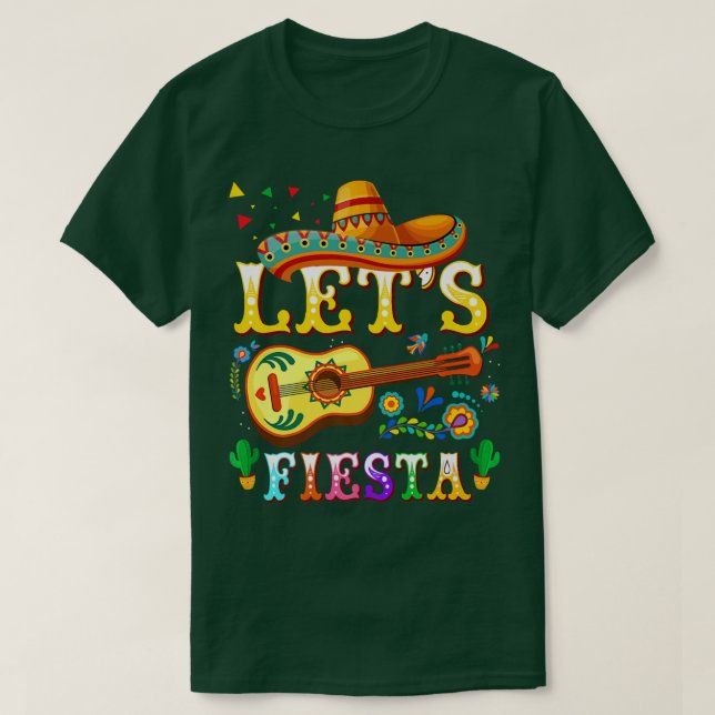 Camiseta Deixa Fiesta Meican Guitarist Cinco De Mayo Guitar (Frente do Design)