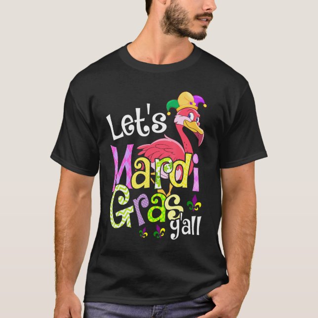 Camiseta Deixa Mardi Gras Yall Flamingo Jester Hat (Frente)