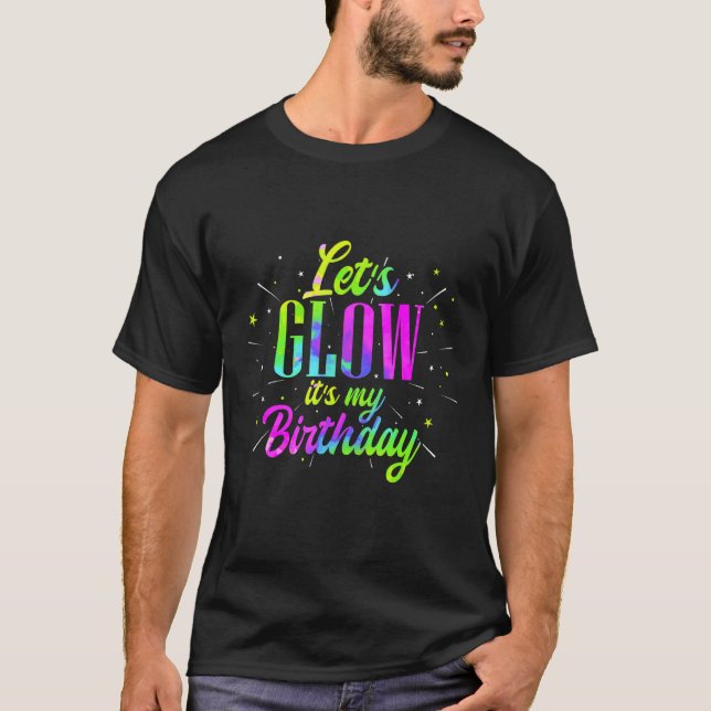 Camiseta Deixa-Me Chamar O Meu Aniversário Retro Neon Fluor (Frente)