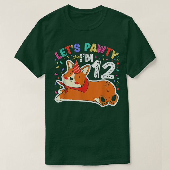 Camiseta Deixa Pawty Im 1212th Birthday Corgi (Frente do Design)