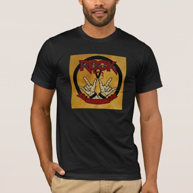 Camiseta Deixado haja rocha (cilíndrica)! (Frente)