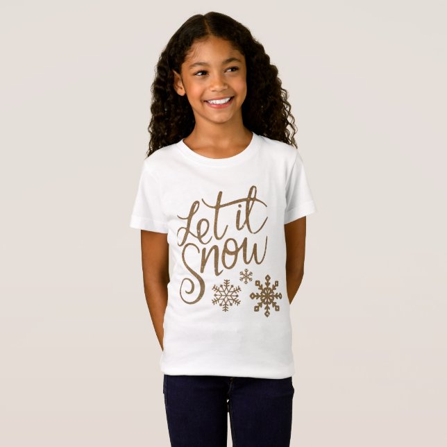 Camiseta Deixais lhe para nevar flocos de neve no falso (Frente Completa)
