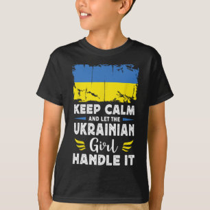 Camiseta Deixe a garota ucraniana lidar com isso Bandeira d