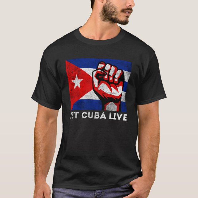 Camiseta Deixe Cuba viver Patria Y Vida Free Sos Cuba Flag (Frente)