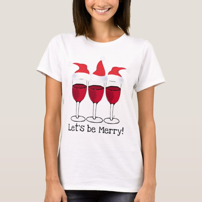 CAMISETA DEIXE E.U. SER FELIZ NATAL VINHO TINTO E IMPRESSÃO (Frente)