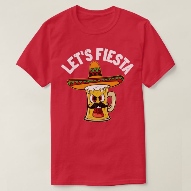 Camiseta Deixe Fiesta Engraçado Cinco de Mayo Beer Mexicano (Frente do Design)