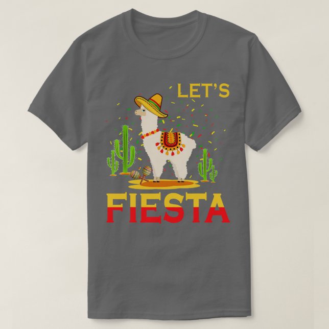 Camiseta Deixe Fiesta Funny Sombrero Llama Cinco De Mayo Gi (Frente do Design)