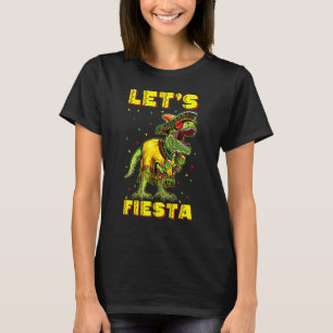 Camiseta Deixe Fiesta Rex Tyrannosaurus Poncho Hat Cinco De