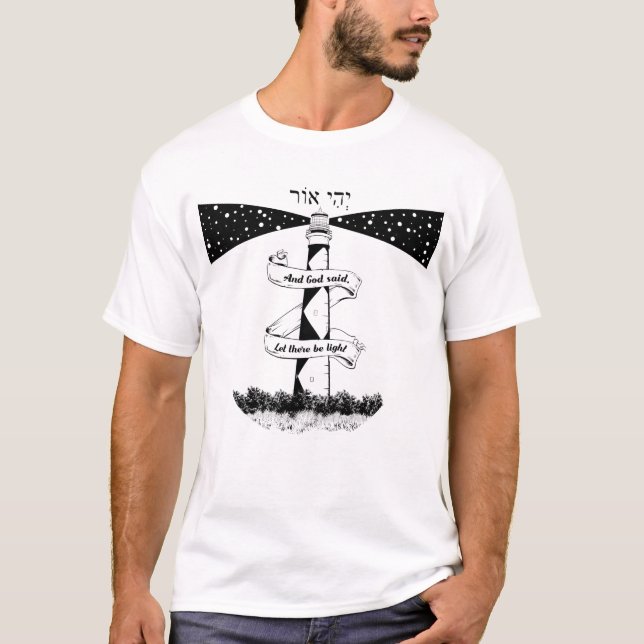 Camiseta DEIXE HAVER um farol luminoso preto e branco (Frente)