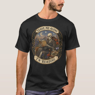 Camiseta Deixe-me em paz, estou lendo Gato Preto Esqueleto