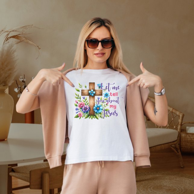 Camiseta Deixe-me falar sobre meu jesus (Criador carregado)