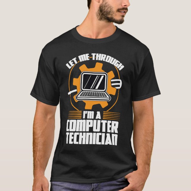 Camiseta deixe-me passar, sou um técnico de informática. (Frente)
