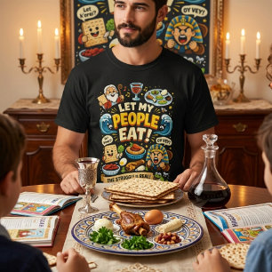 Camiseta Deixe Meu Povo Comer Seder de Páscoa Engraçado Grá