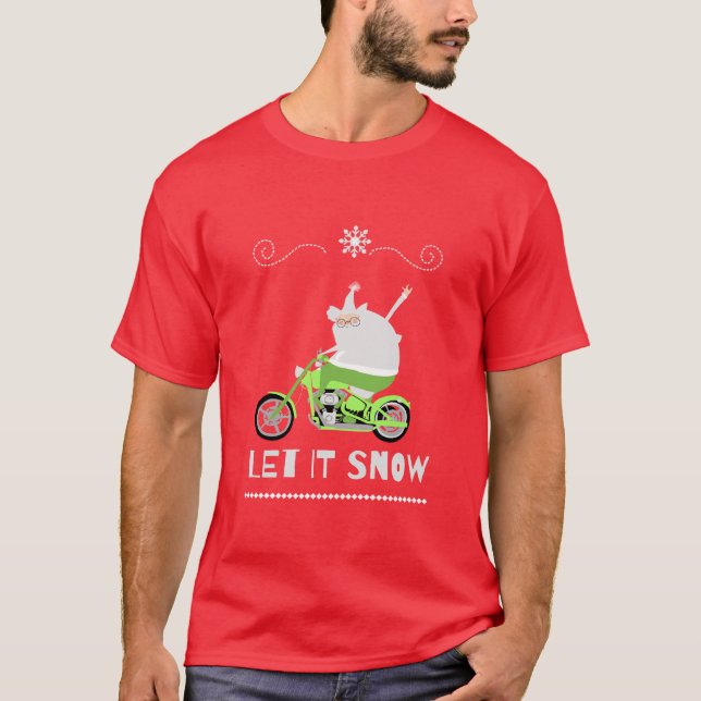Camiseta Deixe nevar motocicleta (Frente)