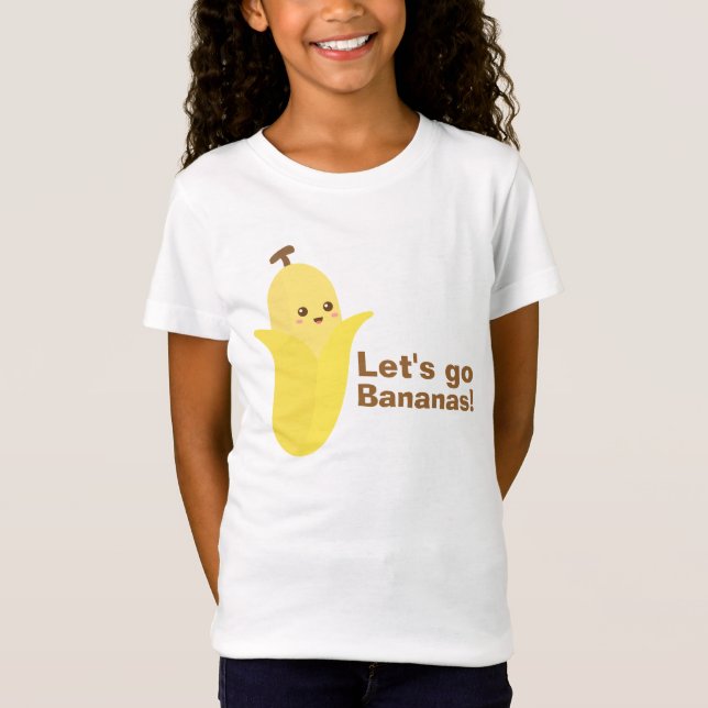 Camiseta Deixe-nos ir bananas com a banana bonito e feliz (Frente)
