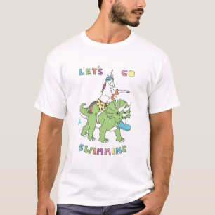 Camiseta Deixe-nos ir nadar o dinossauro (masculino) da