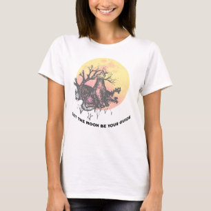 Camiseta Deixe o guia da lua, Wolf na Lua na letra russa