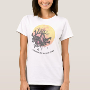 Camiseta Deixe o guia da lua, Wolf on Moon, cartas lindas