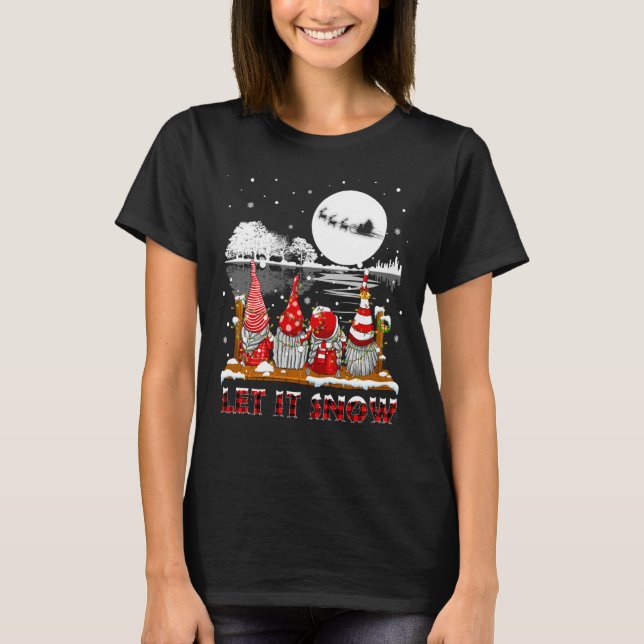 Camiseta Deixe-o nevar Gnomo Xadrez Natal Família M (Frente)