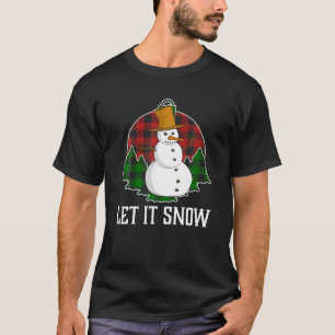 Camiseta Deixe-O Neve Bonito Neve Com Xadrez Vermelha De Bu