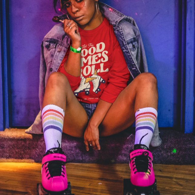 CAMISETA DEIXE OS BONS TEMPOS ROLAREM O SKATE ROLLER DE RET (Criador carregado)