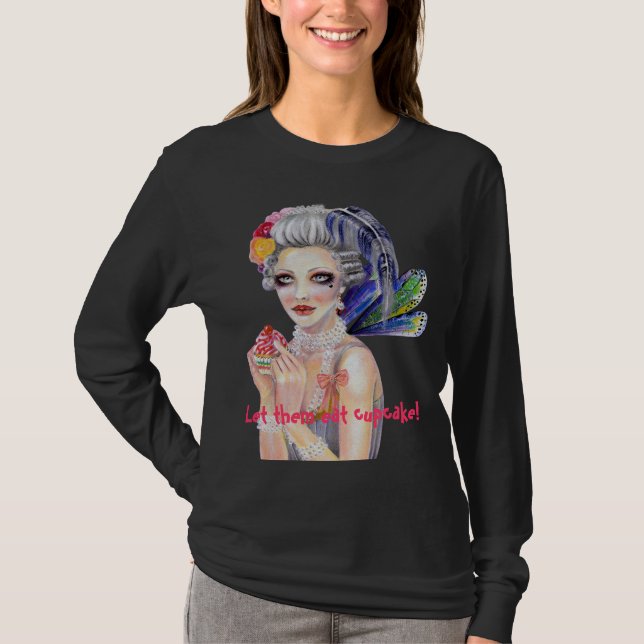 Camiseta Deixe-os comer cupcake (Frente)