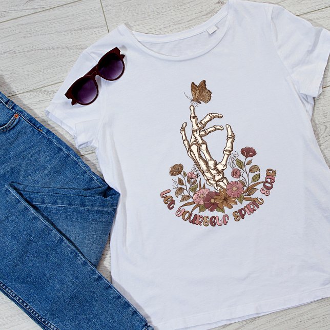 Camiseta Deixe-se espiar Soar Esqueleto borboleta (Criador carregado)