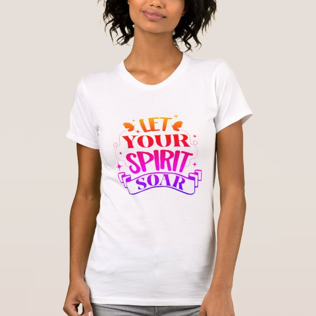 Camiseta "Deixe seu espírito voar!" multi cor com borboleta (Frente)