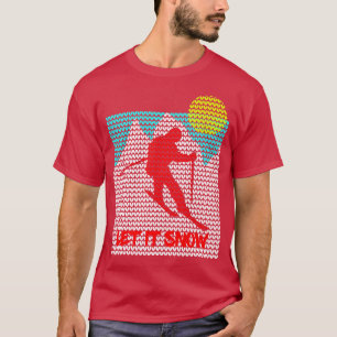 Camiseta Deixem-na Neve Skii Feia Doce Padrão Xmas Gráfic
