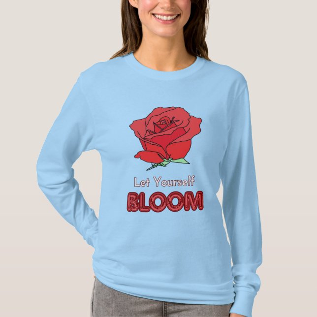 Camiseta Deixem-Se Bloquear Arte Flor De Rosa vermelha (Frente)