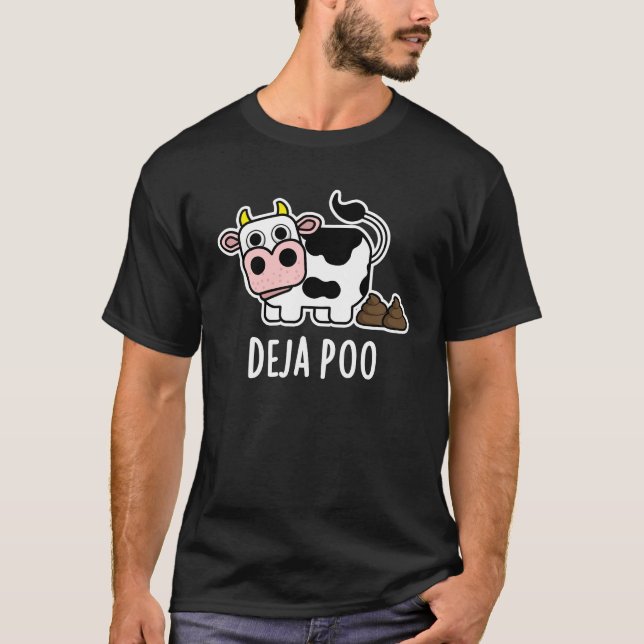 Camiseta Deja Poo Funny Cow Poop Pun Dark BG (Frente)