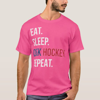 Camiseta Dek Hockey Engraçado Coma Sono Repetição de Hockey