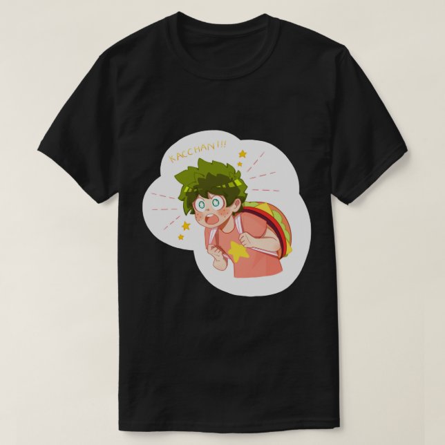 Camiseta Deku está empolgado em ver Kacchan (Frente do Design)
